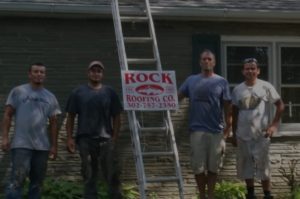 Roofing workers